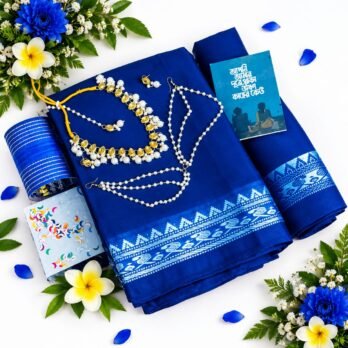 ব্লু-হাফসিল্ক শাড়ি ও জুয়েলারি সারপ্রাইজ গিফট কম্বো